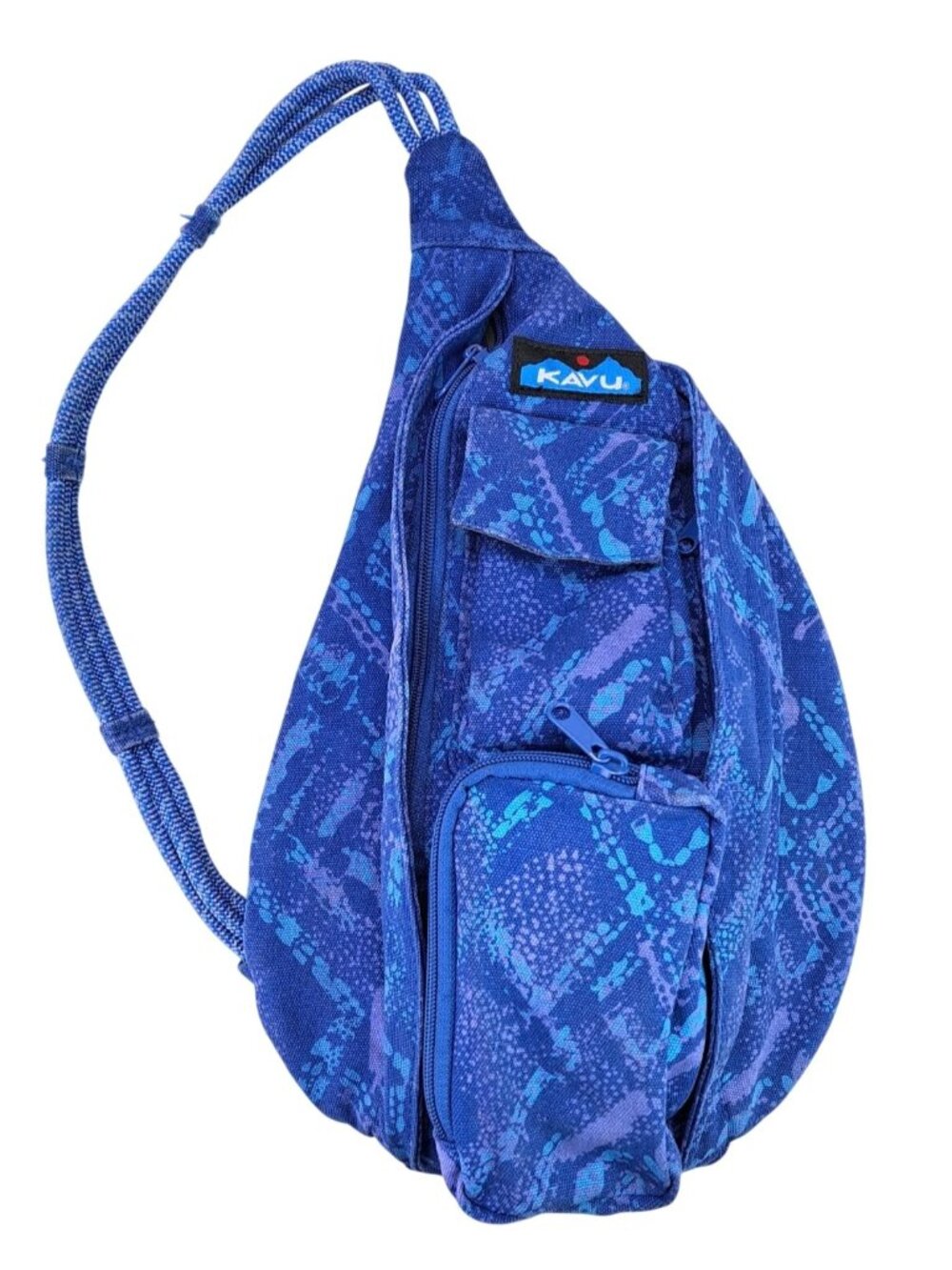 Kavu Mini Rope Sling Bag Blue Purple Ocean Overlay Abstract Adjustable Strap